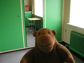 Mr Monkey looking around the dressing room