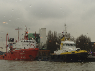 Tugboats moored in Rotterdam