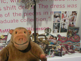 Mr Monkey looking at a collection of things owned by Matthew Williamson