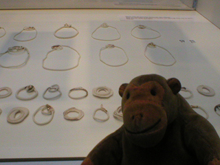Mr Monkey inspecting rings made by Beth Essex