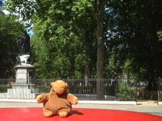 Mr Monkey on a post box in Bedford Square