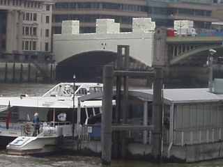 Southwark bridge looking oddly white