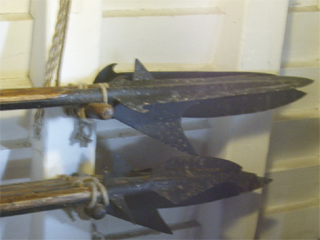 Polearms stored in the armoury