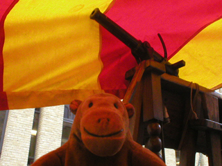 Mr Monkey looking up at the petera on the foredeck