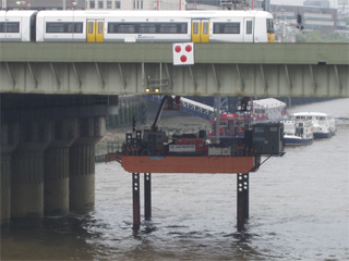 A maintenance platform under the Cannon Street rail bridge
