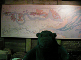 Mr Monkey looking at a map of the Port of London
