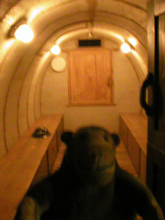 Mr Monkey in a replica air raid shelter