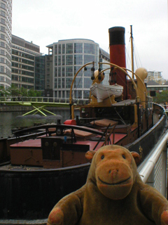 Mr Monkey looking at the Portwey from the stern