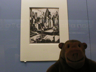 Mr Monkey looking at Times Square Sector by Howard Cook