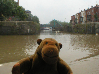 Mr Monkey looking up the old channel to the Avon
