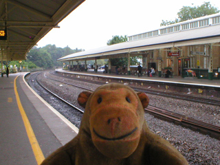 Mr Monkey on the platform at Bath Spa station