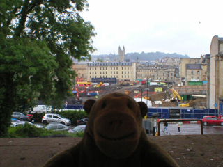 Mr Monkey looking at Bath being rebuilt