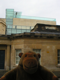 Mr Monkey looking at the Thermae Bath Spa