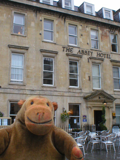 Mr Monkey looking at the Abbey Hotel