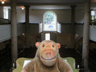 Mr Monkey in the upper pulpit of the New Rooms