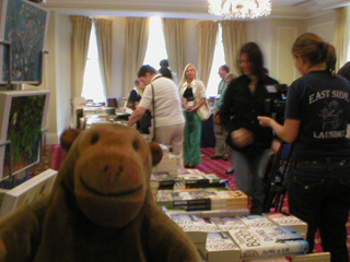 Mr Monkey looking around the book room