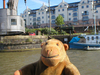 Mr Monkey spotting a tank engine on the quayside