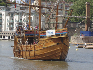 The replica Matthew in the middle of the Floating Harbour