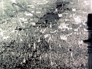 A photo of Wenceslas Square on the night of 23rd November 1989