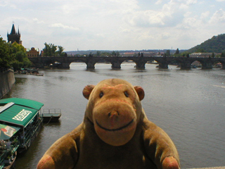Mr Monkey looking at the Charles Bridge