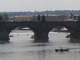 Two arches of the Charles Bridge seen from the Mánesův bridge