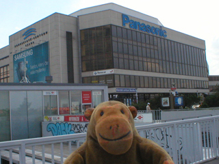 Mr Monkey looking the Prague Congress Centre