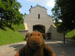Mr Monkey looking at the inside of the Leopold Gate