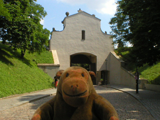 Mr Monkey looking at the inside of the Leopold Gate