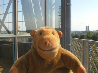 Mr Monkey on the lower level terrace of the tower