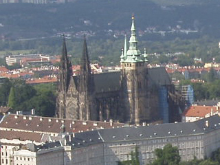 St Vitus' Cathedral in Prague Castle seen from the tower