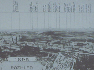 Detail of the period poster showing the view from the tower