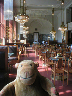 Mr Monkey in the cafe in the Municipal House