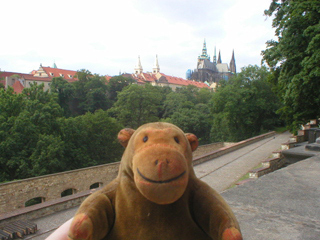 Mr Monkey looking at the castle from the North
