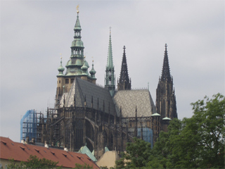 The cathedral of St Vitus seen from the gardens to the north