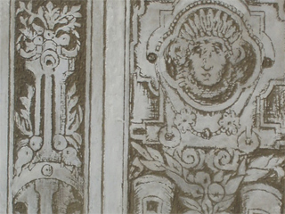 Decoration on the wall of the Real Tennis Pavilion