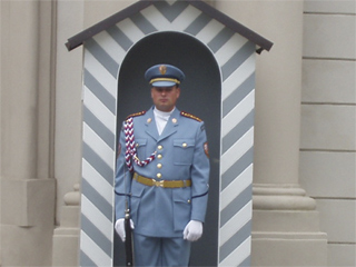 A guard outside Prague Castle
