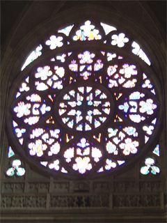 The rose window in the west front of the cathedral