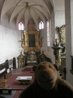 Mr Monkey looking at the Chapel of All Saints