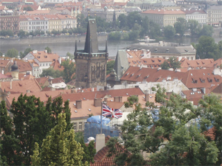 Prague, including the British Embassy, seen from the balcony of the Old Royal Palace