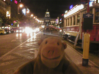 Mr Monkey in the middle of Wenceslas Square