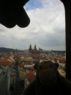 Mr Monkey looking towards the Old Town Square from the Powder Tower