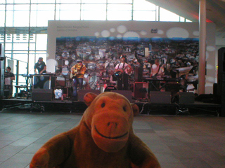 Mr Monkey watching Gideon Conn and his band