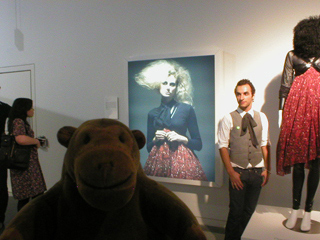 Mr Monkey looking at fashion designed by Hasan Hejazi