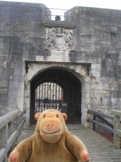 Mr Monkey outside the main gate of Southsea Castle