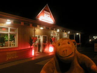 Mr Monkey outside Mozzarella Joe's