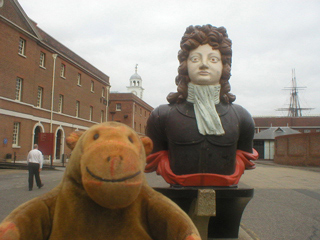 Mr Monkey looking at the Benbow figurehead
