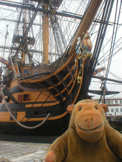 Mr Monkey looking at the prow of HMS Victory