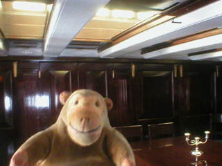 Mr Monkey in the captain's dining cabin