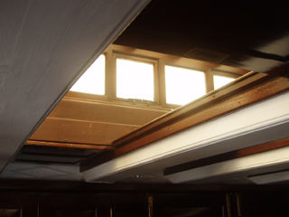 The ceiling of the captain's dining cabin