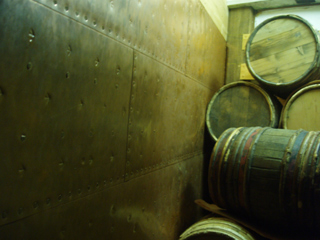 Powder barrels and a copper wall in the magazine